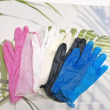 Gants en vinyle jetables gants en PVC bleu clair / blanc / jaune